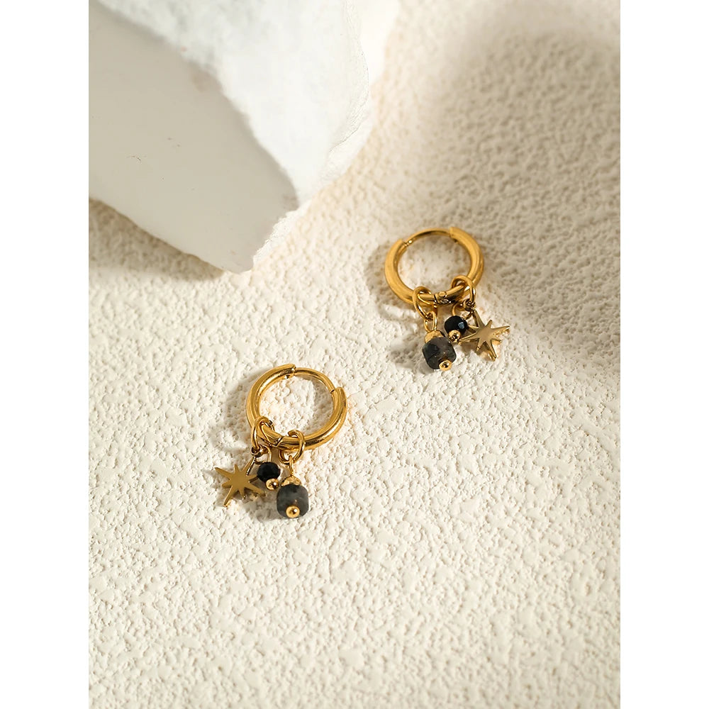 18K Gold Plated Hoop Earrings With Charms 18K Gold Plated Hoop Earrings With Charms